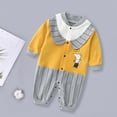 thumbnail image 5 of Atogsazn Baby Boys Girls Romper Clearance College Style Fall Gentleman Style Romper British Indoor And Outdoor Jumpsuit 0-3 Months Yellow, 5 of 7