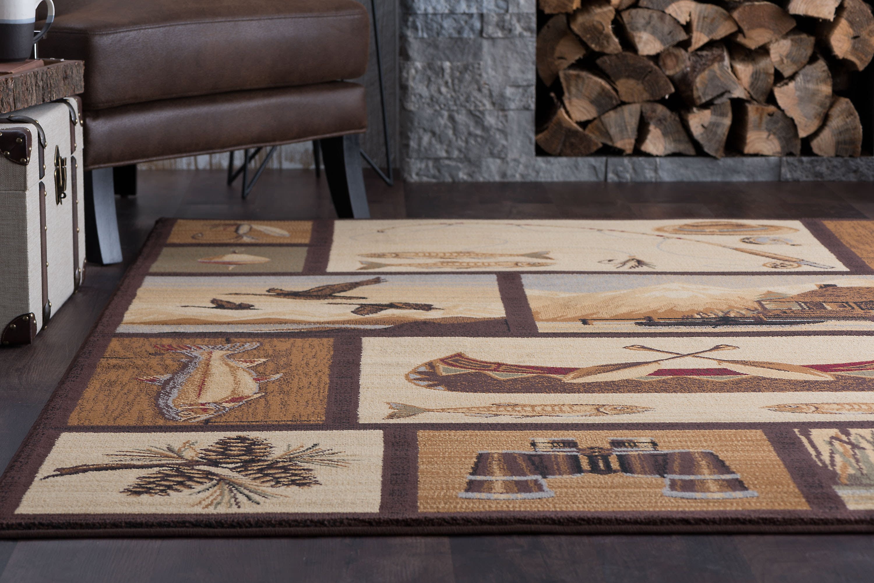 Nature Novelty 5' x 7' Brown and Beige Polypropylene Indoor Area Rug