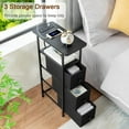 thumbnail image 5 of Living Room Narrow Side Table (Set of 2 with Charging Station), Slim Side Table, Slim Nightstand, Black, 5 of 5
