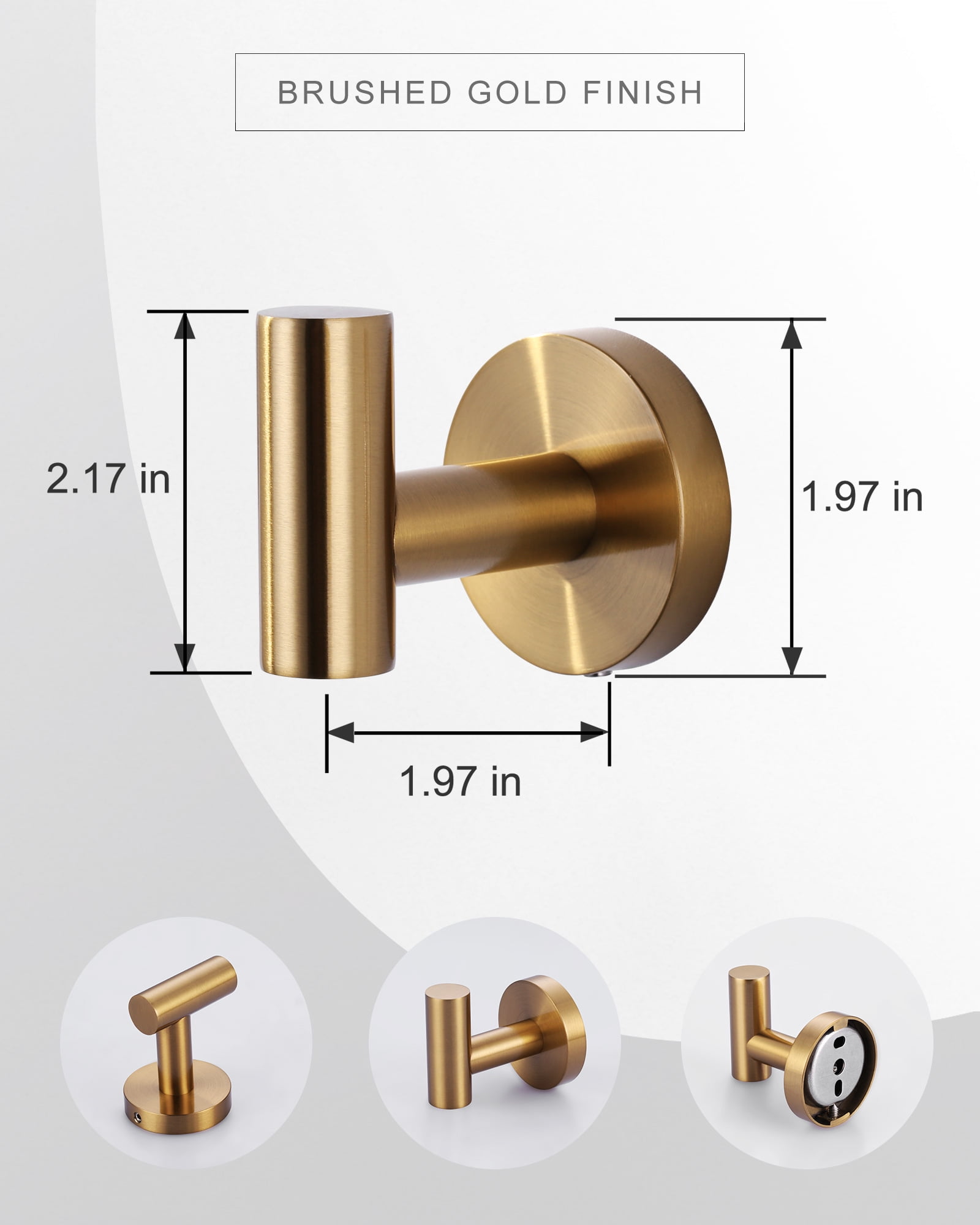 Stainless Steel J-Hook Robe/Towel Hook in Gold