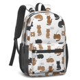 thumbnail image 2 of Multicolor Cat White Pattern 17" Waterproof Oxford School Backpacks for Teens, S-Shape Padded Straps, for School, Travel, Hiking, Camping, 2 of 5