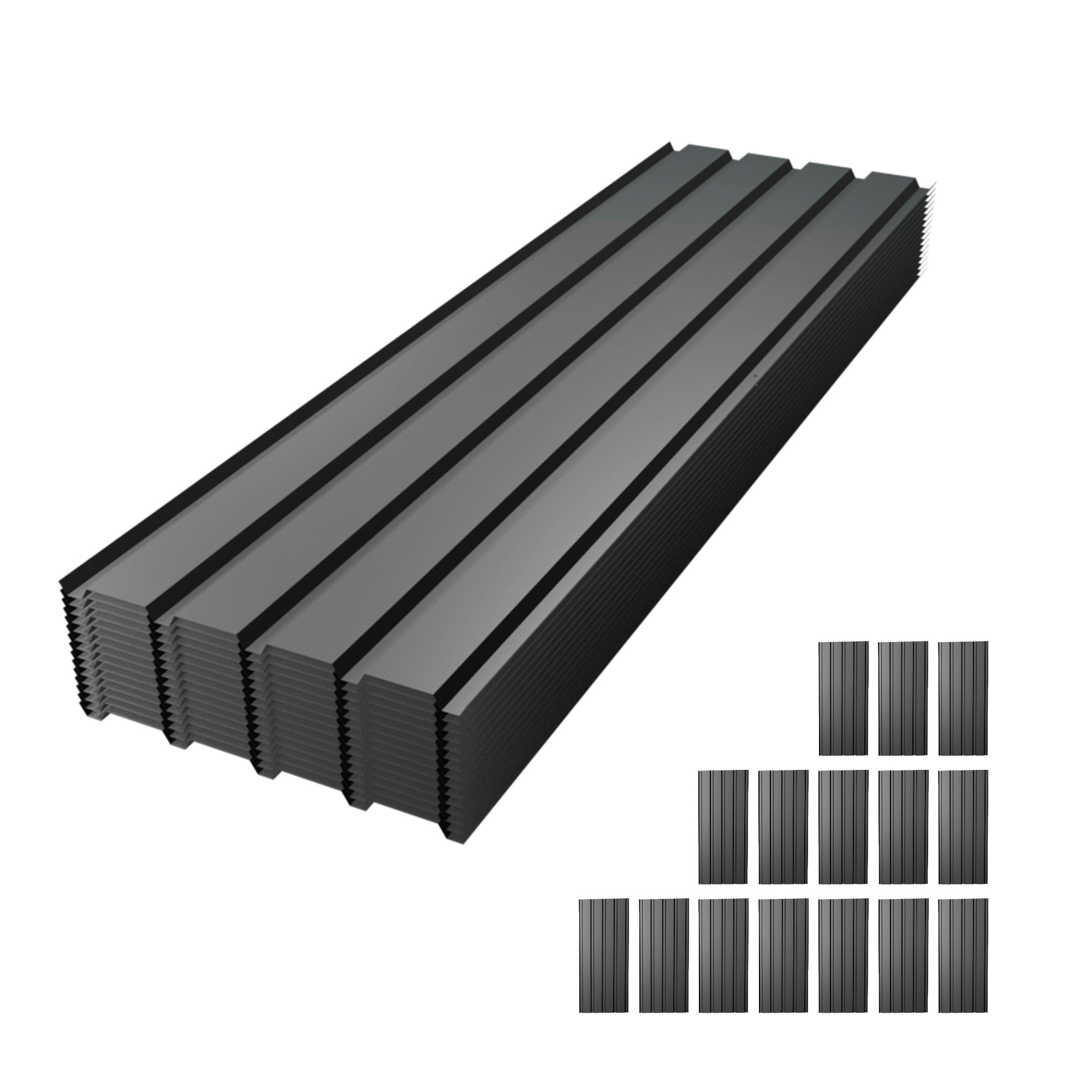 Galvanized Metal Roof Panels 15 PCS 61 Inch Length, Waterproof Corrugated Roofing and Roof Panels for Sheds Garages Patios, Gray