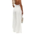thumbnail image 6 of Franhais Summer Women Loose Long Trousers, Ladies Leisure Style Solid Color High Waist Ruched Beach Wide Leg Pants with Pocket, 6 of 9