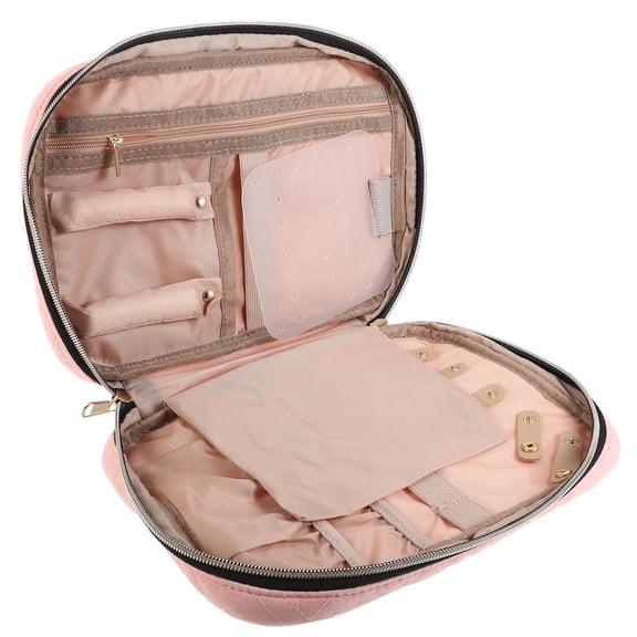 OUNONA Traveling Jewelry Box Jewelry Travel Storage Case Pink 1Pack