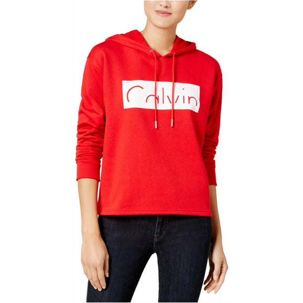 Calvin Klein - Calvin Klein Womens Logo Hoodie Sweatshirt vibrantred XL