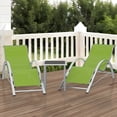thumbnail image 2 of Chaises de Patio Chaises Longues d'Extérieur Ensemble de 3 - Chaise Longue en Aluminium Réglable avec Table d'Appoint, Vert, Résistant aux Intempéries pour Piscine, Plage (3 Pcs), 2 of 8