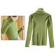 thumbnail image 5 of Suéter de manga larga acanalado de cuello alto para mujer suéters ligeros ropa de invierno - Verde Baoblaze Suéter de punto de mujer, 5 of 5