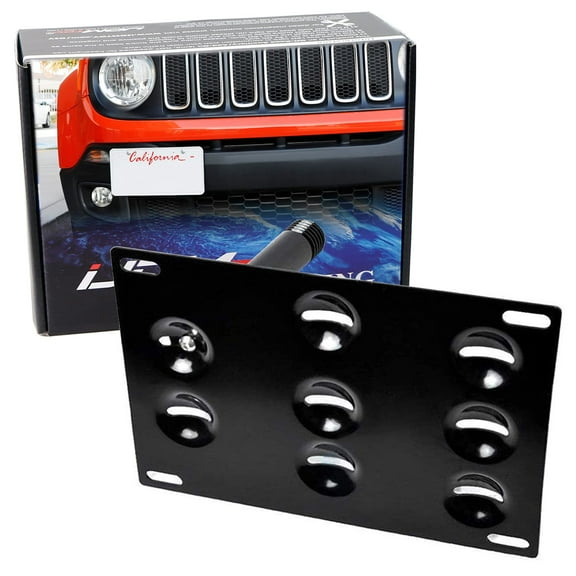 No Drill Front Bumper Tow Hook License Plate Mounting Bracket Adapter Kit For Jeep 2015-up Renegade Latitude Sport Limited (Except Trailhawk)