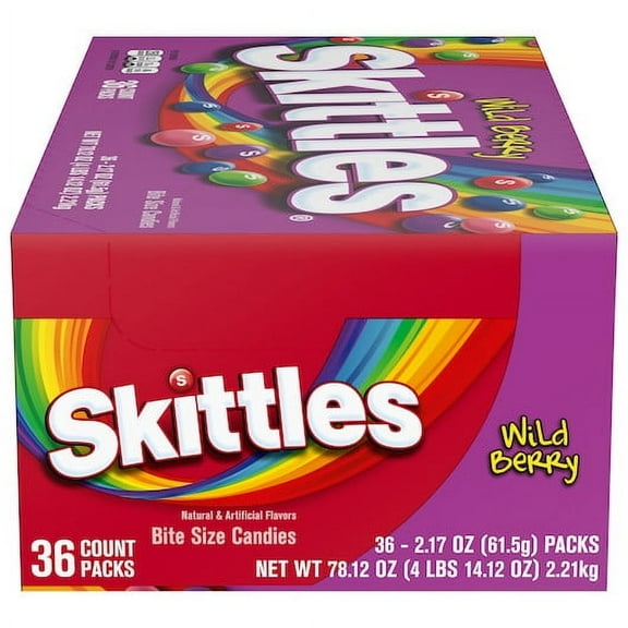 Skittles Bite Size Wild Berry Candy,  2.17 Ounce, 36 Per Box, 10 Per Case