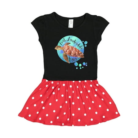 

Inktastic Fort Lauderdale Florida Swimming Sea Turtle with Bubbles Gift Toddler Girl Dress