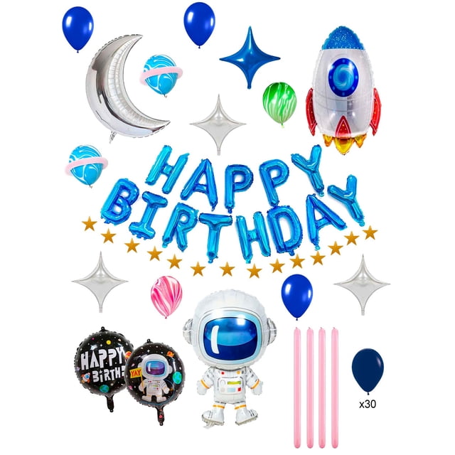 Set De 62pz De Globos Metalicos Para Cumpleaños Happy Birthday Decoracion Ideal Astronauta Espacial
