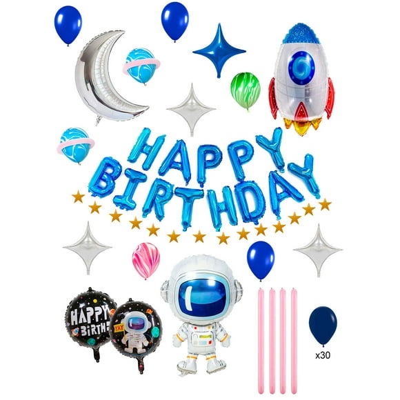 Set De 62pz De Globos Metalicos Para Cumpleaños Happy Birthday Decoracion Ideal Astronauta Espacial