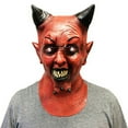 thumbnail image 2 of Creepy Red Horned Devil Halloween Adult Costume Face Mask - Off the Wall Toys, 2 of 3