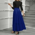 thumbnail image 4 of UoCefik Long Floral Dresses for Women 2025 Elegant Boho Tie Belted Patchwork Empire Waist 3/4 Sleeve Modest Flowy Maxi Dress 2025 Dark Blue L, 4 of 4