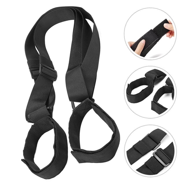RENACLIPY 1Pc Durable Black Snowboard Carrying Strap with Adjustable Wide Shoulder Harness for Outdoor Use