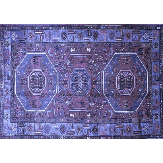 Ahgly Company Machine Washable Indoor Rectangle Persian Blue Traditional Area Rugs, 2' x 4'