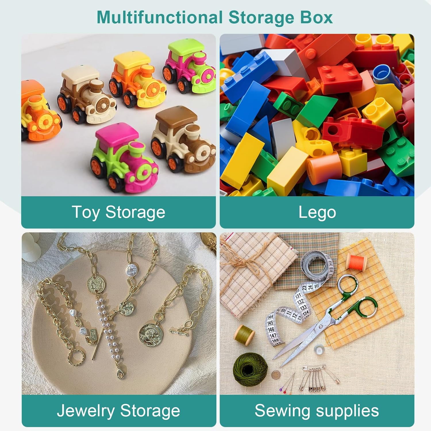Plastic Storage Boxes Compatible with Lego Storage Organizer, Stackable Toys Organizer Clear Compartment Craft Containers for Building Blocks Bricks Puzzle Board Organizer Accessories, 3 Layer