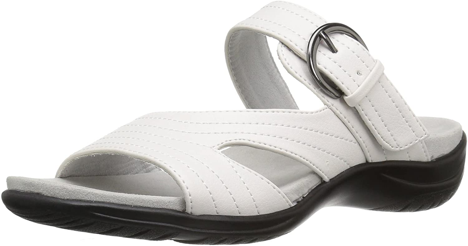 Easy Street Women's Flicker Flat Sandal, White, 6 W US Walmart Canada