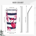 thumbnail image 5 of Kll Dark Blue Stripes And Pink Flamingos Stainless Stainless Steel Vacuum Insulated Coffee Cup 20 Oz Lids And Straws,1 Metal Straws,1 Cleaning Brush, 5 of 9