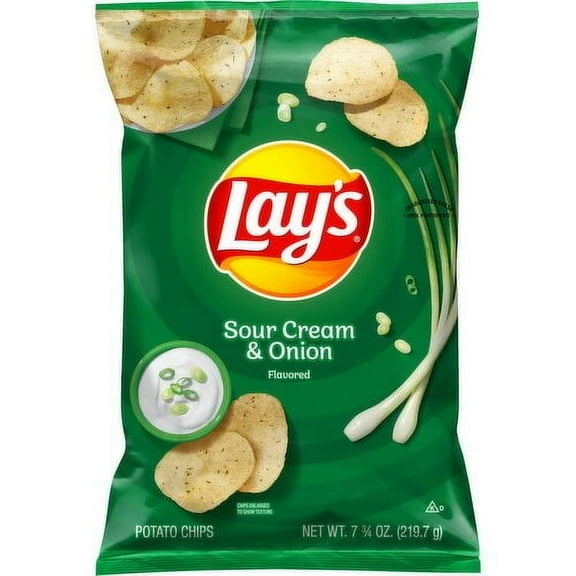 2x-Lay's Potato Chips Sour Cream & Onion Flavored 7 3/4 Oz(packaging may vary)