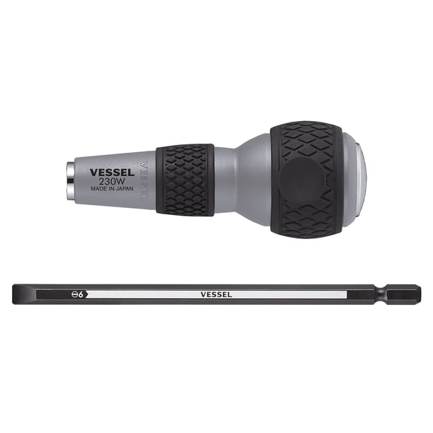 Destornillador VESSEL 230W-6 con Empuñadura de Bola y 6 Puntas