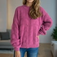thumbnail image 2 of Alkepwun Sweaters for Women Crewneck Cute Hollowed Out Long Sleeved Loose Fall Winter Knitted Pullover Tops, 2 of 6