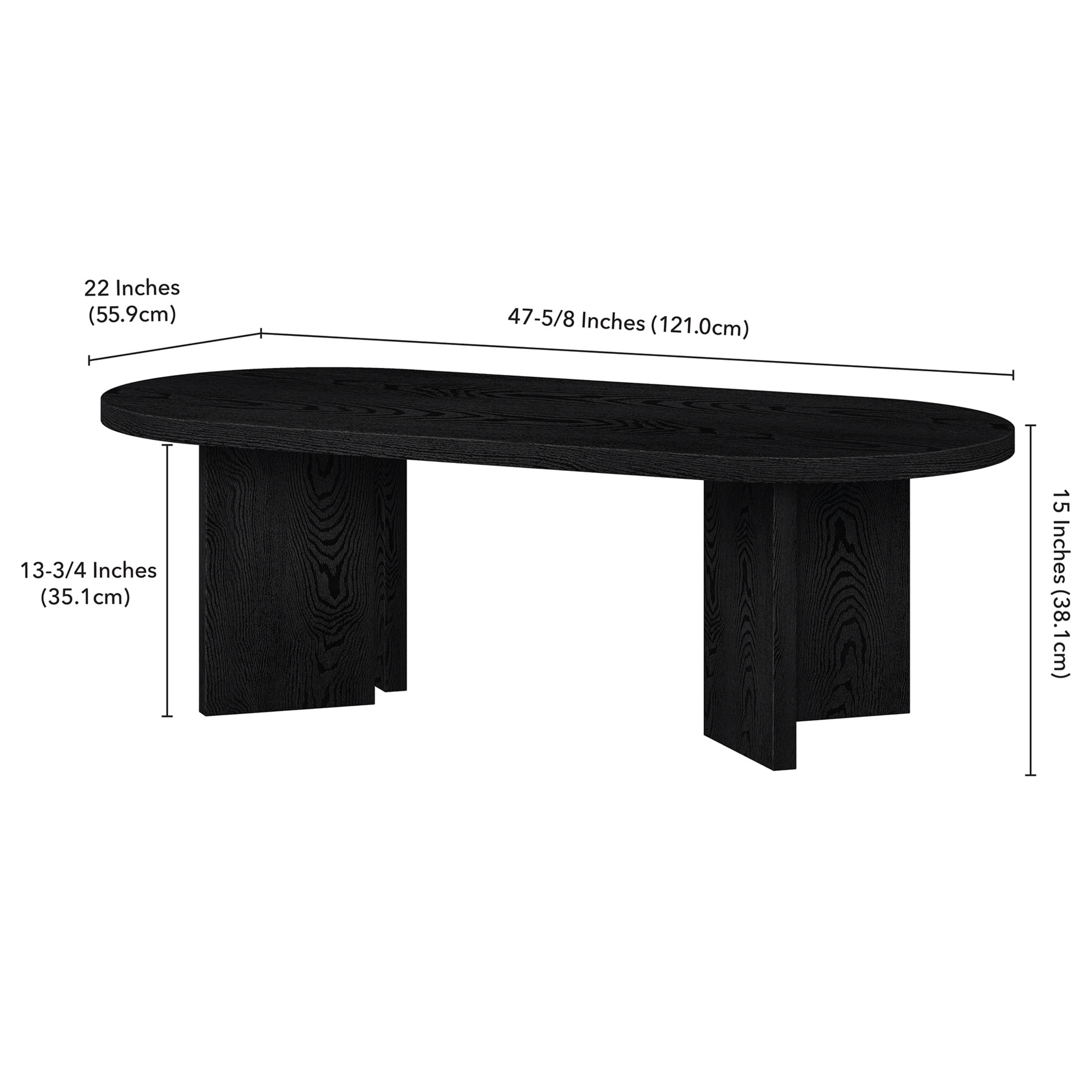 Evelyn&Zoe Scandinavian 48" Wide Black Grain Coffee Table