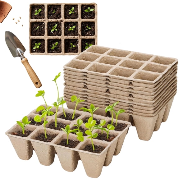 10 Packs Seedling Starter Trays 120 Cells, Biodegradable Seed Germination Trays Plant Starter Peat Pots for Seedlings