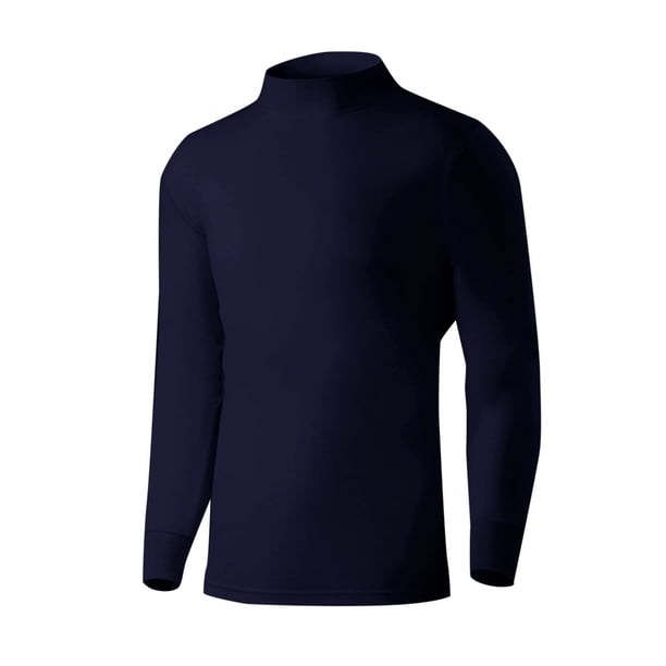 Ropa interior térmica para hombre, informal, lisa, gruesa, de cuello medio y manga larga, para mantener el calor, de algodón, para hombre.