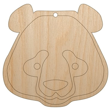 Panda Face Icon Wood Holiday Christmas Tree Ornament Unfinished DIY Pre-Drilled Craft