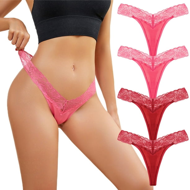 Aayomet Women Underwear Thongs for Womens Underwear Panties Bikini Solid Womens  Briefs Knickers 4 Pieces Cotton (H, S) 