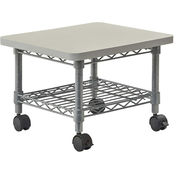 Safco Under Desk Printer/Fax Utility Stand Cart with Wheels and Shelf, Gray