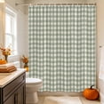 thumbnail image 2 of Sage Green Plaid Shower Curtain, Waterproof Shower Curtains for Bathroom, Gingham Checked Minimalist Modern Washable Fabric Bathtub Curtain Set Bath Decor with 12 Hooks 48"x72", 2 of 8