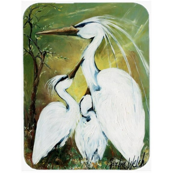 Blessing At Feeding Time Egret Family Glass Cutting Board- Large