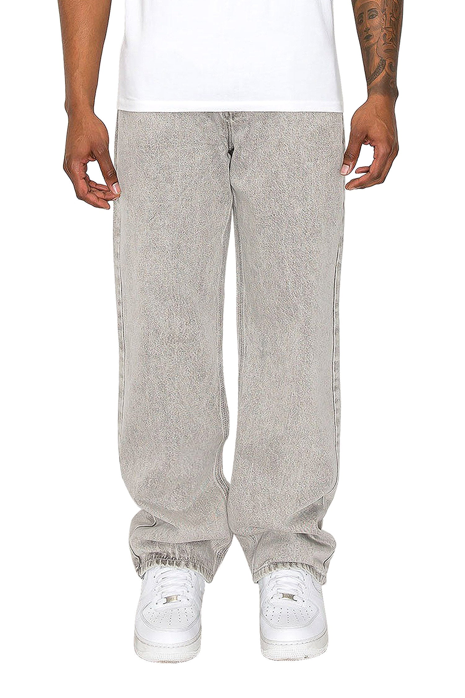 Victorious Men's Essential Baggy Wide Denim Jeans DL999 Grey Victorious Men's Essential Baggy Wide Denim Jeans DL999 Grey