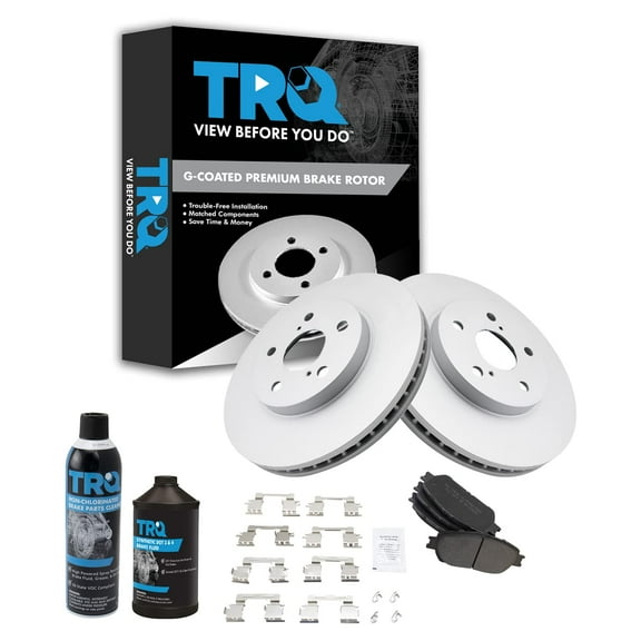 TRQ Front Metallic Brake Pad & G-Coated Rotor Kit w/Chemicals for Toyota Lexus BKA15757 Fits select: 2004-2010 TOYOTA SIENNA, 2005-2007 TOYOTA AVALON