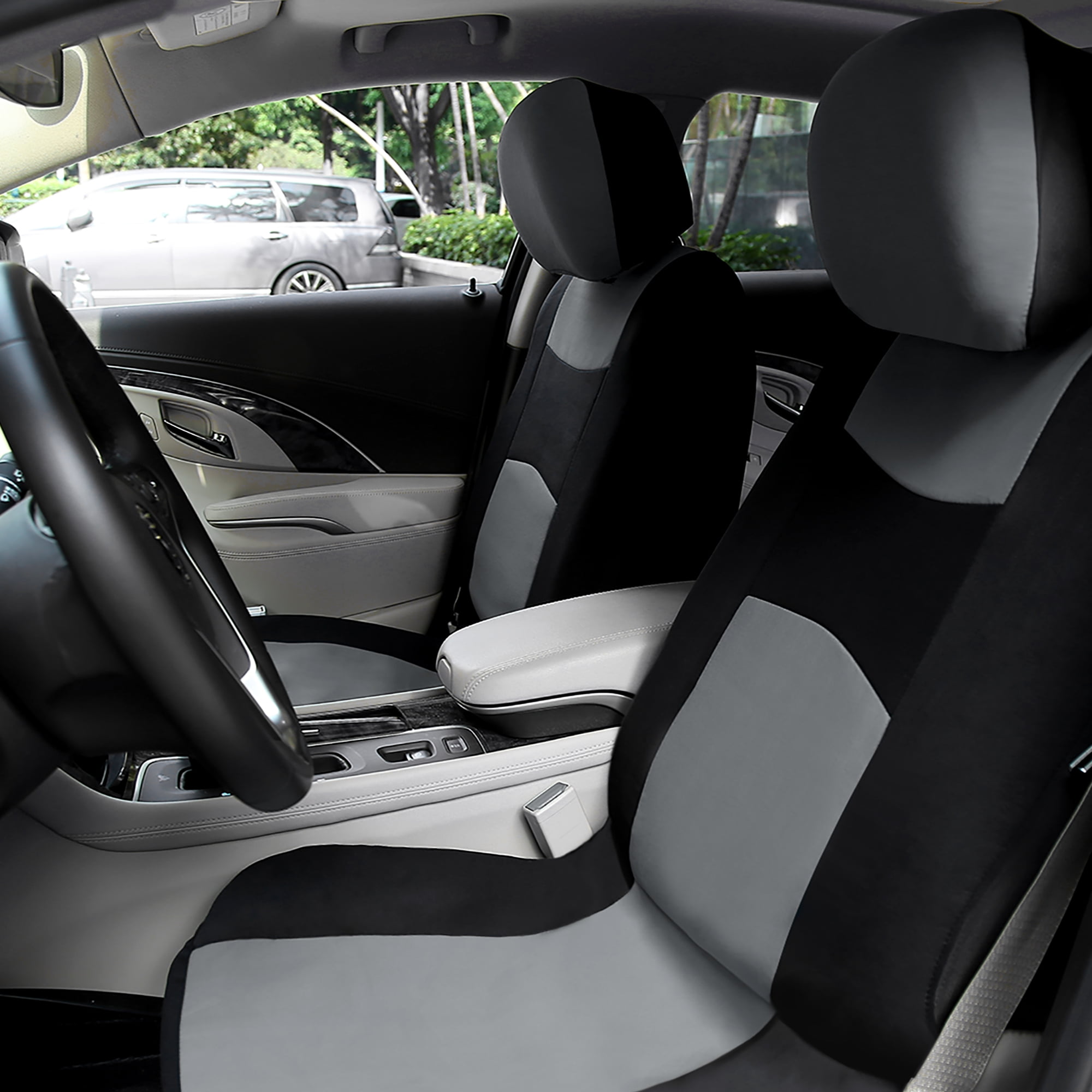Unique Bargains 9Pcs Universal Fit Full Car Seat Cover Kit Black Gray