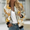 thumbnail image 6 of Womens Zip Up Jacket No Hood Cropped Bomber Coat Long Sleeve Floral Printed Light Casual Spring Fall Outerwear, Yellow L, 6 of 6