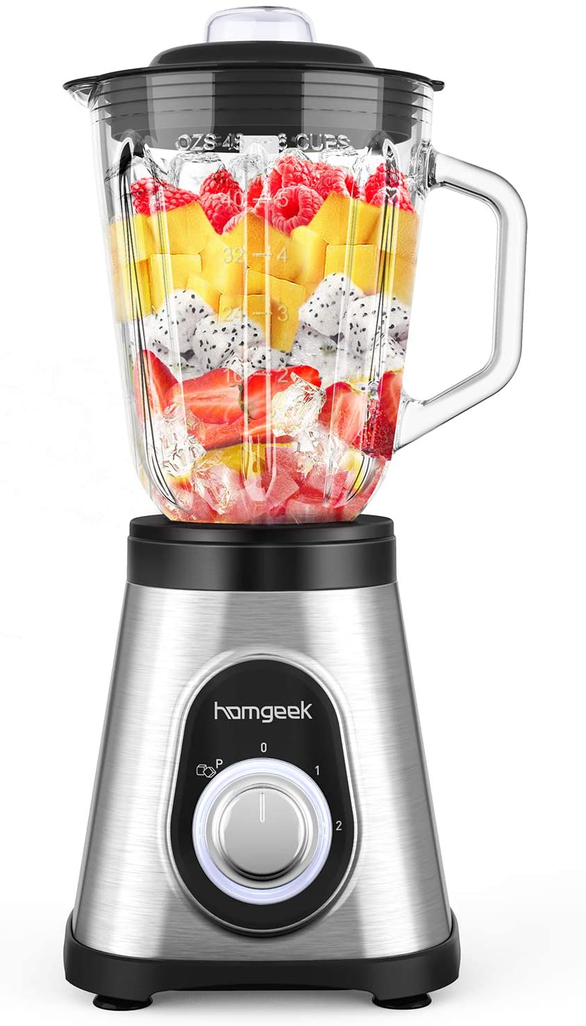 Homgeek Blender 750W, Smoothie Blender for Shakes and Smoothies, Smoothie Maker with 51 oz Glass Pitcher for Crushing Ice and Frozen Fruit - Walmart.com