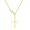 thumbnail image 4 of FANCIME Yellow Gold Plated 925 Sterling Silver High Polished Infinity Cross Adjustable Choker Pendant Lariat Necklace Y Necklace Jewelry for Women, 18", 4 of 8