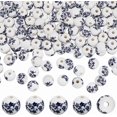 thumbnail image 1 of 90Pcs Flower Ceramic Beads Handmade Porcelain Beads 10mm Rondelle Bead with Flower Pattern Beading Kit for Bracelet Necklace Earrings Jewelry Making DIY Crafts Prussian Blue, 1 of 5
