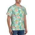 thumbnail image 4 of Yiaed Elephant and Flowers Print Mens Short Sleeve Tight Fit T-Shirt, Crewneck Casual Tee-XX-Large, 4 of 5