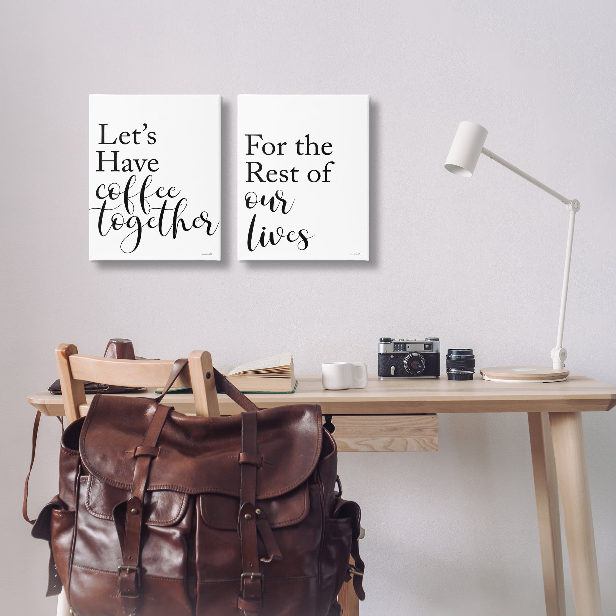 Stupell Industries Romantic Coffee Together Food & Beverage Painting Wrapped Canvas Art Print Wall Art, 16 x 20, Set of 2