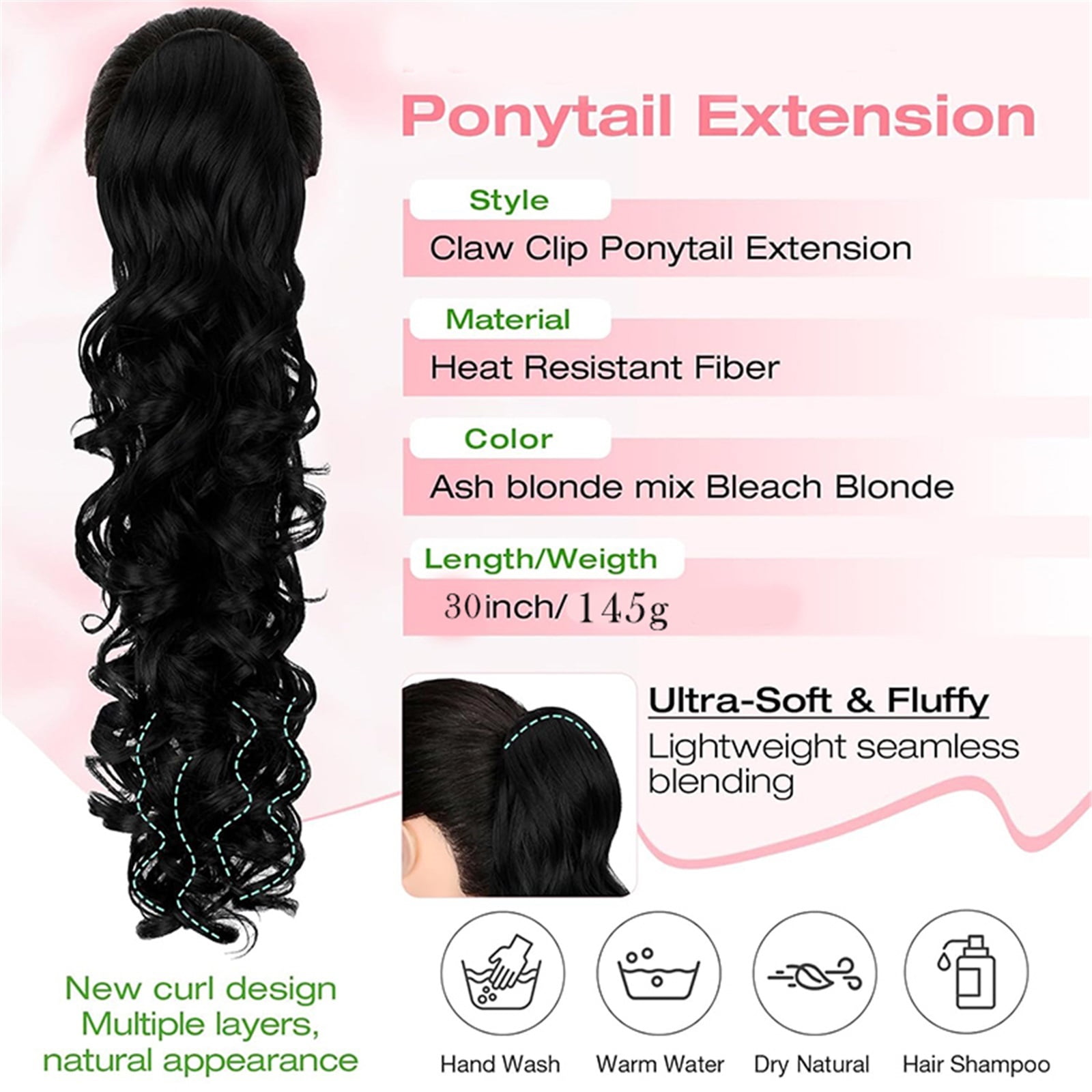 Claw Clip Ponytail Long Curly Wavy Pony Tails Hair Extensions Synthetic Horse Tail Hairpiece