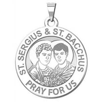 PicturesOnGold.com Saint Sergius and Saint Bacchus Religious Medal - 2/3 inch Size of Dime, Sterling Silver