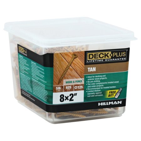 48414 Deck Plus Wood Screws, Self-Drilling, Tan Ceramic, 2-In. x #8, 5-Lbs.