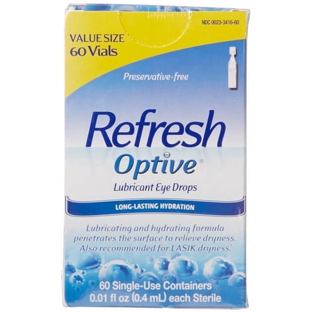 Refresh Optive Lubricant Eye Drops Preservative Free Vials 60 ct, 6-Pack