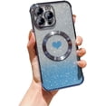 thumbnail image 7 of for iPhone Case,[Compatible with MagSafe] Sparkly Bling Gradient Glitter [ElectroPlated Bumper&Corner Protection] Heart Pattern Soft Shockproof Phone Case (Gold,iPhone 14 Plus), 7 of 7