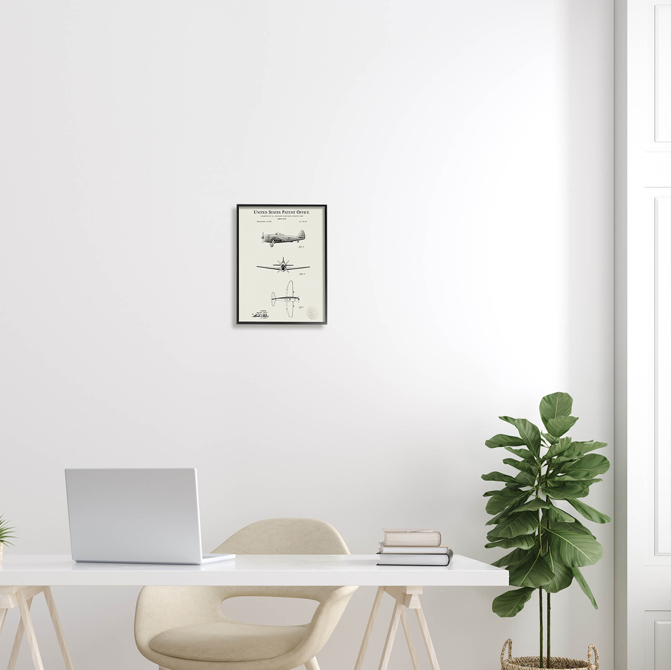 Stupell Industries Historic Aircraft Patent Diagram Graphic Art Black Framed Art Print Wall Art, Design by Karl Hronek