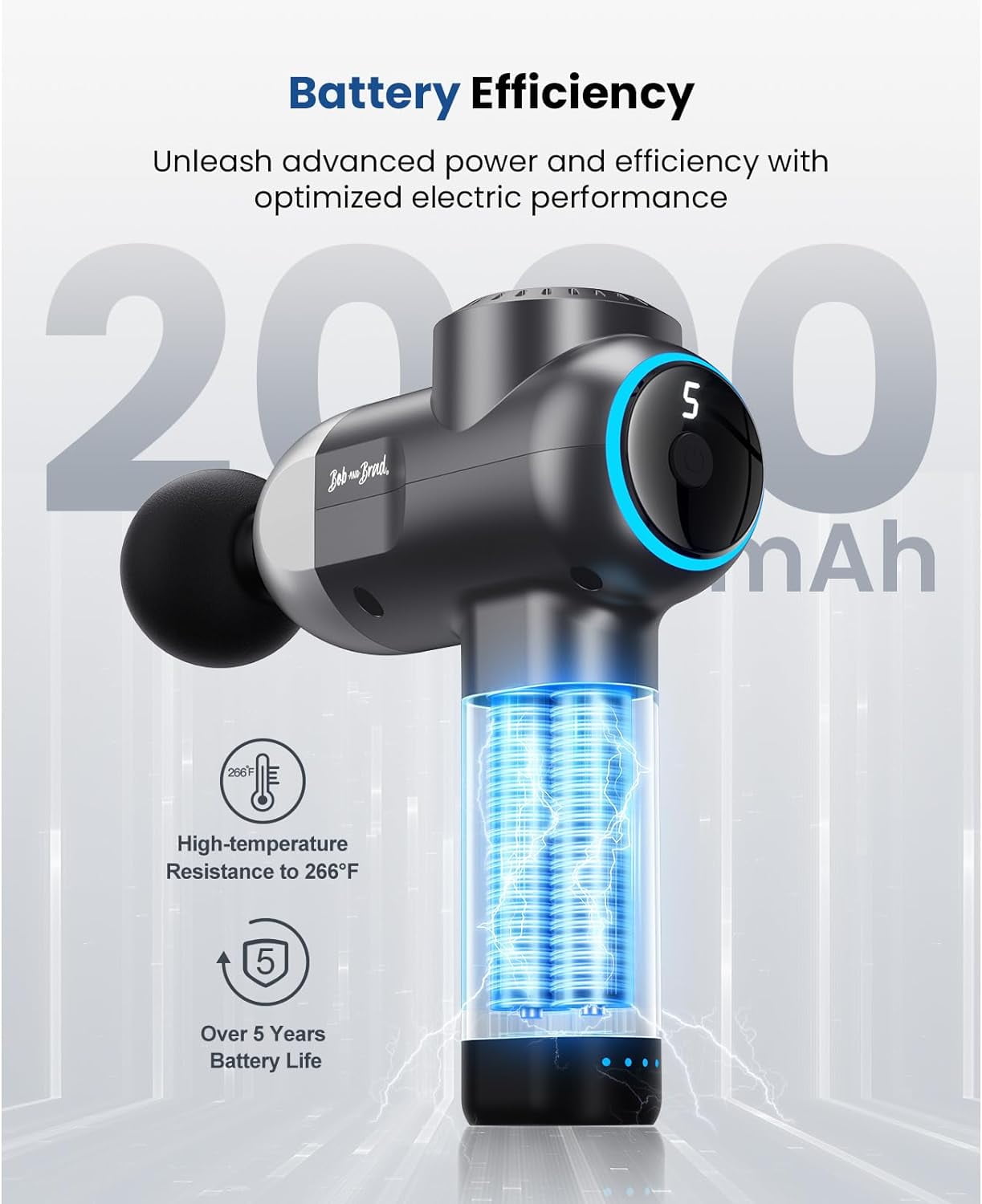 BOB AND BRAD C2 Plus Massage Gun with Heat, Deep Tissue Percussion Massager Gun, Muscle Massager, Electric Back Massagers for Professional Athletes Home Gym